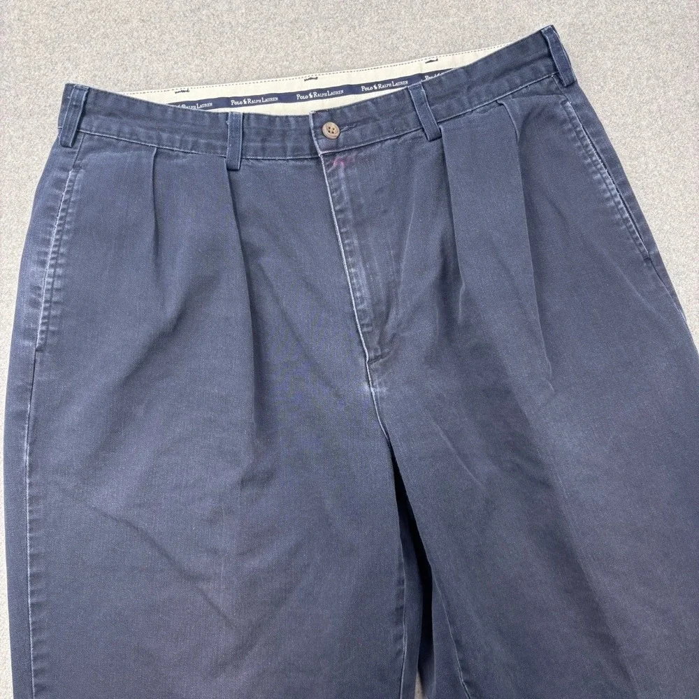Vtg 90s Polo Ralph Lauren Pleated Chino Pants 34x29 (Tag 36x31) Faded Blue USA